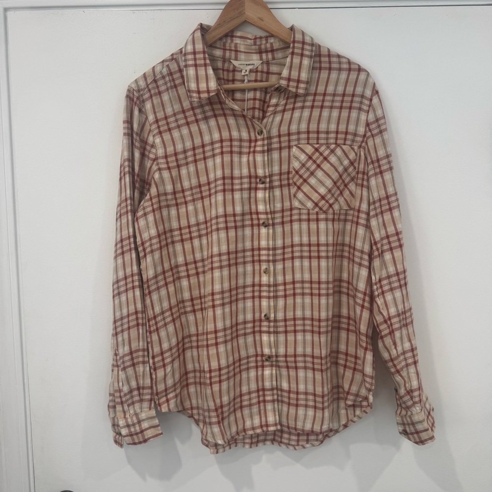 NWT Women’s Lucky Brand Button Down Flannel Size Medium Plaid Shirt Reg. $79.50